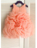 Peach Organza Ruffled Stunning Flower Girl Dress Peach Organza Ruffled Stunning Flower Girl Dress